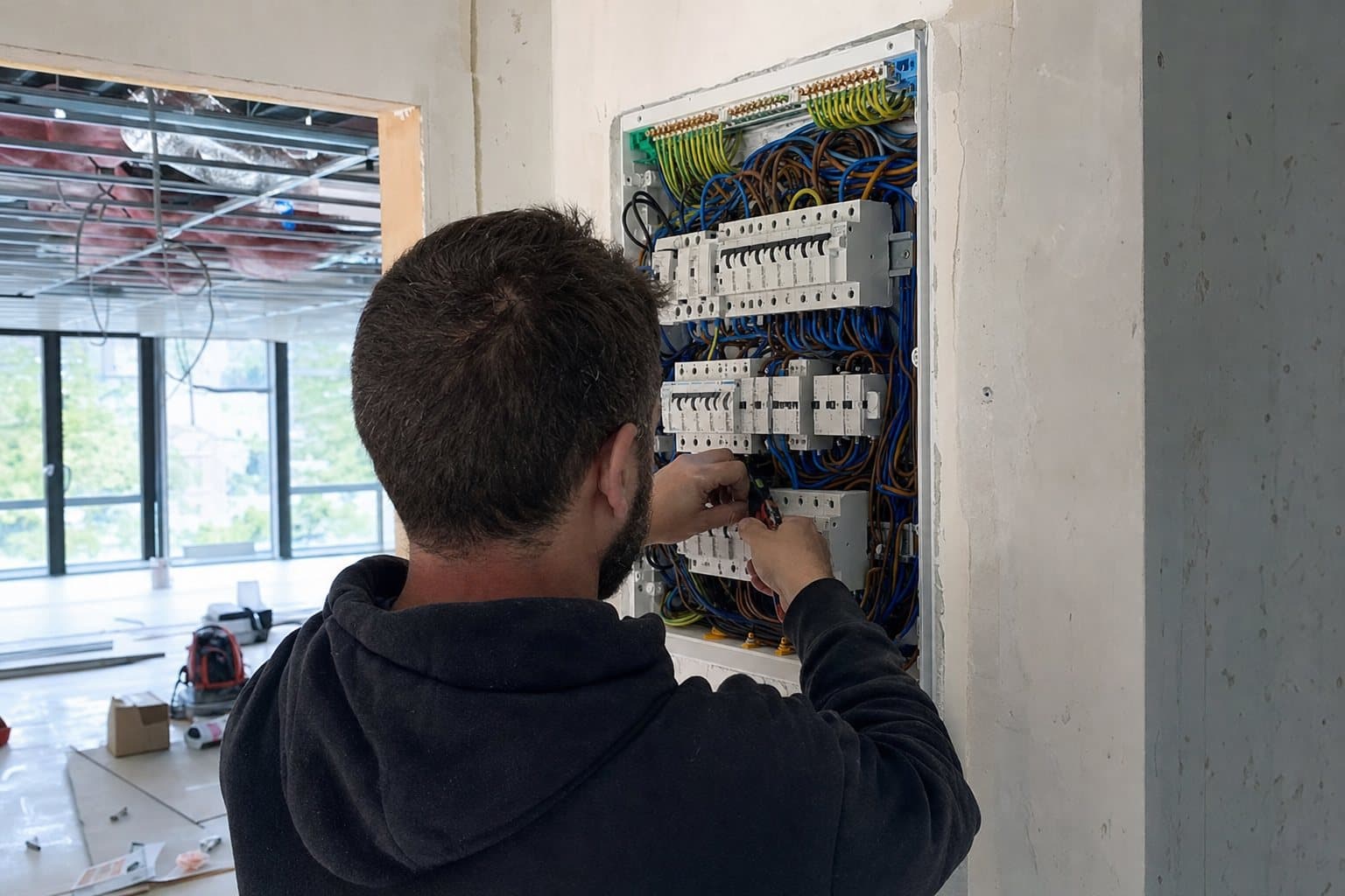 Elektroinstallation im Betrieb, Symbolbild